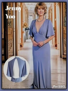 NWT Jenny Yoo Alexia Chambry Blue Maxi Dress Size 10